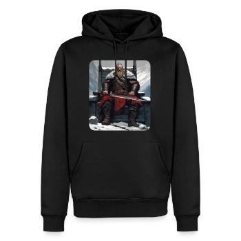 Stolzer Wikinger Krieger Germane mit Schwert - Männer Premium Bio Hoodie - Schwarz - Vorne - Nico (187cm)