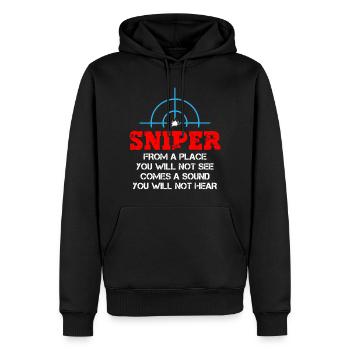 Le vrai tireur d’élite - Sweat à capuche Premium bio Homme - noir - Devant - Nico (187cm)