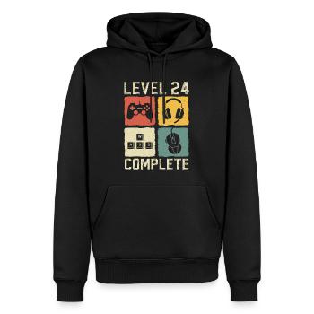 24e anniversaire Niveau 24 Joueur complet 24 ans - Sweat à capuche Premium bio Homme - noir - Devant - Nico (187cm)