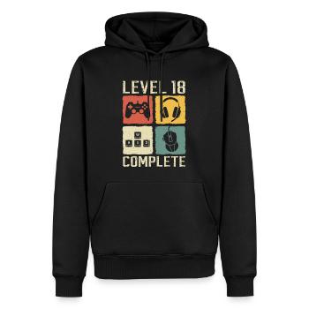 18. Geburtstag Level 18 Complete Gamer 18 Jahre - Männer Premium Bio Hoodie - Schwarz - Vorne - Nico (187cm)