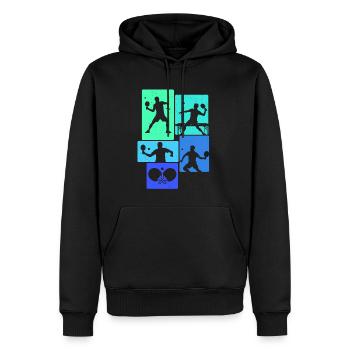 Tennis de table Joueurs de tennis de table Ping Pong - Sweat à capuche Premium bio Homme - noir - Devant - Nico (187cm)