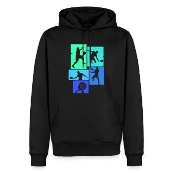 Retro Padel Tennis - Men’s Premium Organic Hoodie - black - Front - Nico (187cm)