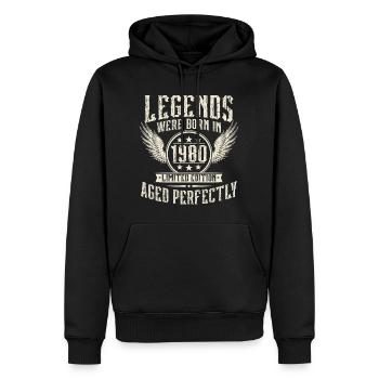 1980 Vintage Born Legends Anniversaire Vintage - Sweat à capuche Premium bio Homme - noir - Devant - Nico (187cm)