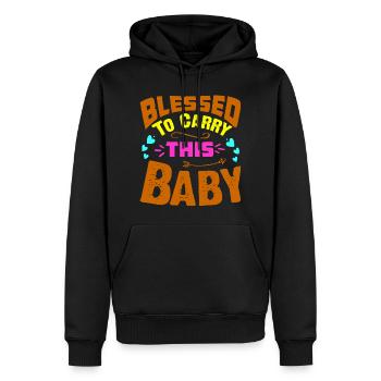 Mère Enceinte Bébé Nourrisson T-shirt Maman - Sweat à capuche Premium bio Homme - noir - Devant - Nico (187cm)