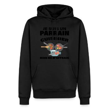 Parrain à La Cuisine C'est Le Meilleur - Sweat à capuche Premium bio Homme - noir - Devant - Nico (187cm)