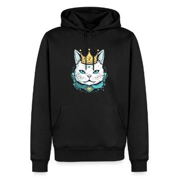 Cute cartoon cat wearing a crown vector style - Men’s Premium Organic Hoodie - black - Front - Nico (187cm)
