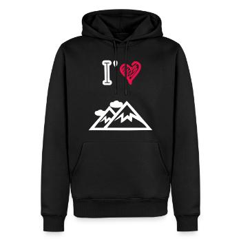 Ich liebe die Berge - Männer Premium Bio Hoodie - Schwarz - Vorne - Nico (187cm)