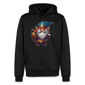 Petit gnome nain guerrier lutin - Sweat à capuche Premium bio Homme - noir - Devant - Nico (187cm)