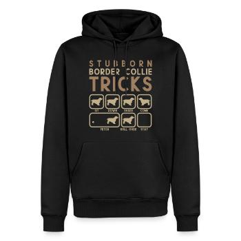Amoureux des chiens « Têtu Border Collie Tricks » - Sweat à capuche Premium bio Homme - noir - Devant - Nico (187cm)