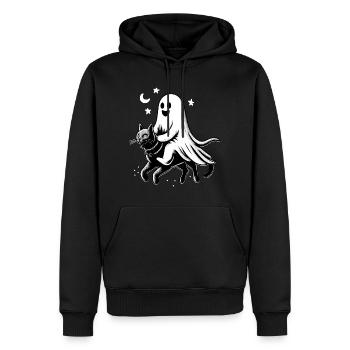 Ghost Riding Chat noir Drôles d’animaux - Sweat à capuche Premium bio Homme - noir - Devant - Nico (187cm)
