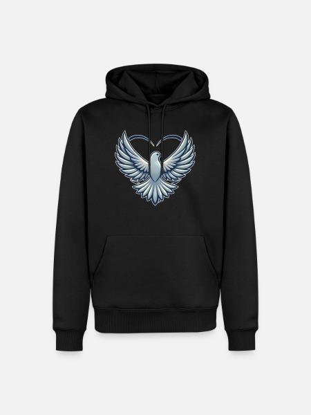 Taube der Liebe - Männer Premium Bio Hoodie - Schwarz