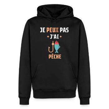 je peux pas j'ai pêche - Sweat à capuche Premium bio Homme - noir - Devant - Nico (187cm)