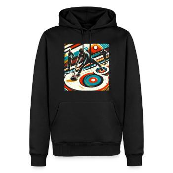 Cadeau de curling - Design rétro Vintage - Sweat à capuche Premium bio Homme - noir - Devant - Nico (187cm)