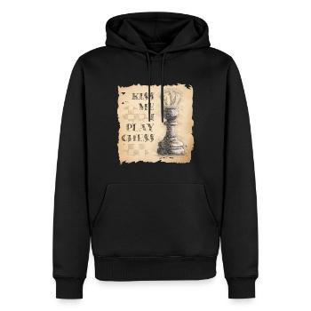 Embrasse-moi, je joue aux échecs. Roi / Dame des pions. - Sweat à capuche Premium bio Homme - noir - Devant - Nico (187cm)