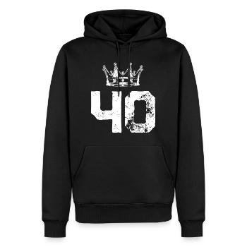 40 Zahl Krone - Männer Premium Bio Hoodie - Schwarz - Vorne - Nico (187cm)