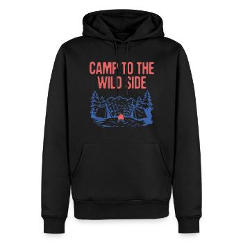 Campez au Wild Side Camping Forest Camper Woods - Sweat à capuche Premium bio Homme - noir - Devant - Nico (187cm)