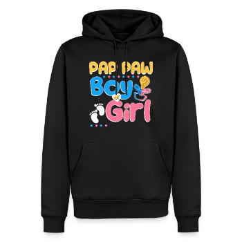 La patte de Pap rose ou bleue t’aime le meilleur grand-père de tous les temps - Sweat à capuche Premium bio Homme - noir - Devant - Nico (187cm)