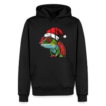 Tête d’animal de Noël caméléon - Sweat à capuche Premium bio Homme - noir - Devant - Nico (187cm)