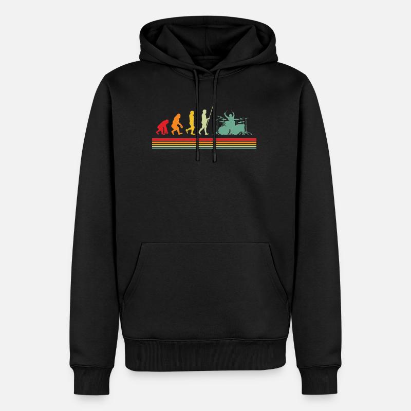 Drummer Evolution Drummer Retro Drums - Men’s Premium Organic Hoodie - black