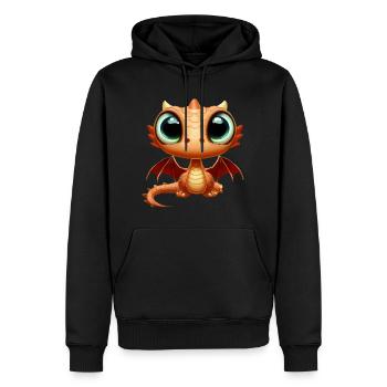Dragon aux grands yeux - Sweat à capuche Premium bio Homme - noir - Devant - Nico (187cm)
