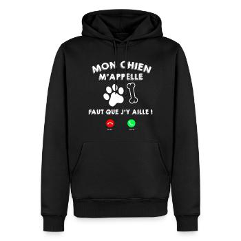 Mon Chien Préféré M'Appelle Cadeau Humour - Sweat à capuche Premium bio Homme - noir - Devant - Nico (187cm)