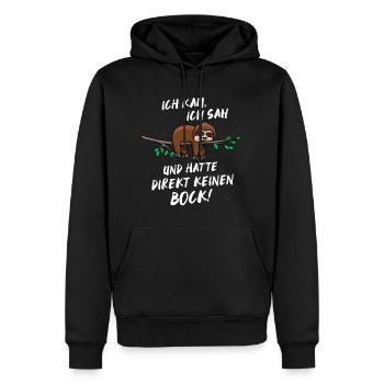 Ich hatte keinen Bock Faultier Fun Shirt - Männer Premium Bio Hoodie - Schwarz - Vorne - Nico (187cm)