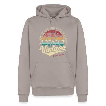 Born in 2002 Vintage Birthday Gift - Men’s Premium Organic Hoodie - taupe - Front - Nico (187cm)