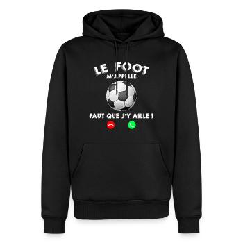 Le foot Cadeau Footballeur Homme Et Enfant - Sweat à capuche Premium bio Homme - noir - Devant - Nico (187cm)