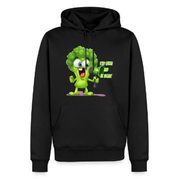 Stay Green - Vegan Food Broccoli Design - Sweat à capuche Premium bio Homme - noir - Devant - Nico (187cm)