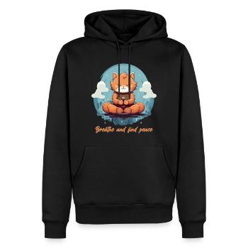 Zen-Katze: Entspannung und Meditation mit der Yoga - Männer Premium Bio Hoodie - Schwarz - Vorne - Nico (187cm)