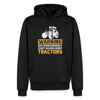 Warnung kann spontan über Traktoren sprechen - Männer Premium Bio Hoodie - Schwarz - Vorne - Nico (187cm)