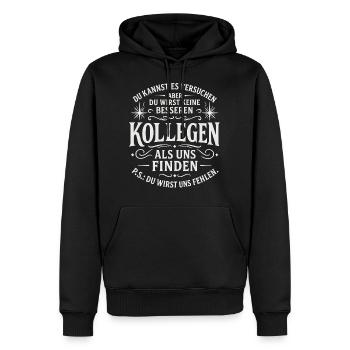 Jobwechsel Kollegen Abschiedsgeschenk - Männer Premium Bio Hoodie - Schwarz - Vorne - Nico (187cm)