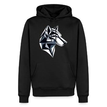 Wolf I Low Poly Art Logo Design - Männer Premium Bio Hoodie - Schwarz - Vorne - Nico (187cm)
