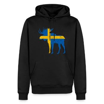 Schweden Elch mit Flagge - Männer Premium Bio Hoodie - Schwarz - Vorne - Nico (187cm)