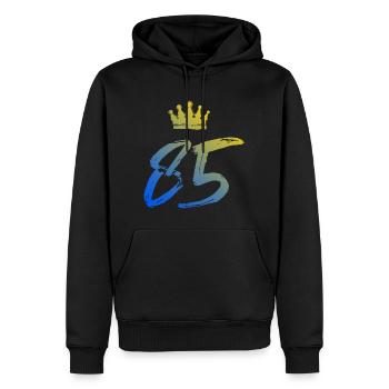 85 Number crown - Men’s Premium Organic Hoodie - black - Front - Nico (187cm)