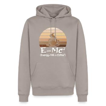E = MC² Energie Milch Kaffee Wissenschaft Kaffee Gleichung - Männer Premium Bio Hoodie - Taupe - Vorne - Nico (187cm)