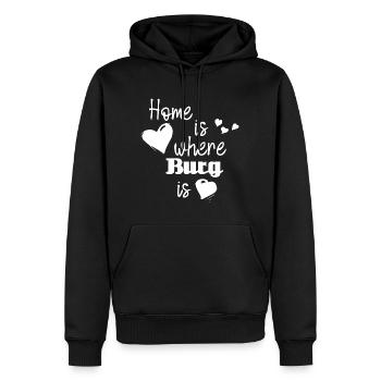 Zuhause in Burg - Home is where Burg is - Männer Premium Bio Hoodie - Schwarz - Vorne - Nico (187cm)