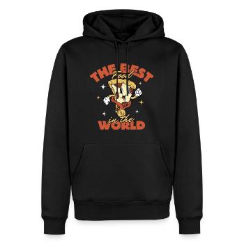 Pizza ist das beste Essen - Männer Premium Bio Hoodie - Schwarz - Vorne - Nico (187cm)