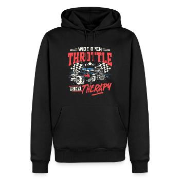 Full Throttle Is My Therapy Drag Racing Car - Men’s Premium Organic Hoodie - black - Front - Nico (187cm)