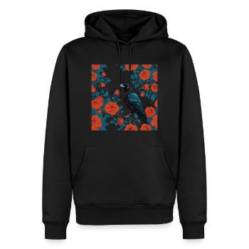 Corbeau gothique et roses rouges - Sweat à capuche Premium bio Homme - noir - Devant - Nico (187cm)