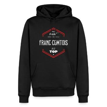 Franc comtois parfait et au top - Sweat à capuche Premium bio Homme - noir - Devant - Nico (187cm)