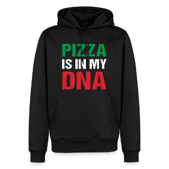 Pizza is in my DNA Italien Pizza - Männer Premium Bio Hoodie - Schwarz - Vorne - Nico (187cm)