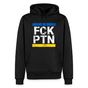FCK PTN distressed - Men’s Premium Organic Hoodie - black - Front - Nico (187cm)
