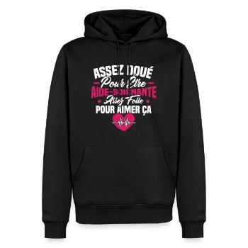 Assez doué pour être aide-soignante assez folle - Sweat à capuche Premium bio Homme - noir - Devant - Nico (187cm)