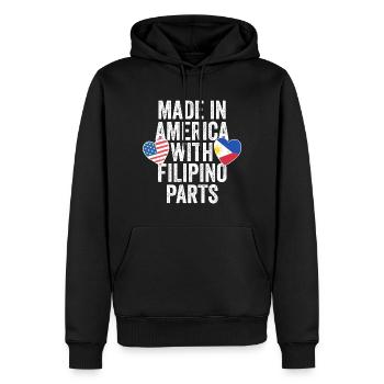 HERGESTELLT IN AMERIKA MIT PHILIPPINISCHEN TEILEN - Männer Premium Bio Hoodie - Schwarz - Vorne - Nico (187cm)