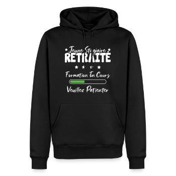 Jeune stagiaire retraite formation en cours - Sweat à capuche Premium bio Homme - noir - Devant - Nico (187cm)