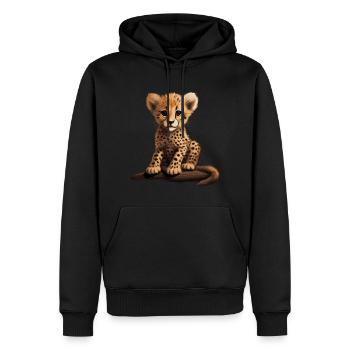 Bébé guépard Animaux chats sauvages Afrique - Sweat à capuche Premium bio Homme - noir - Devant - Nico (187cm)