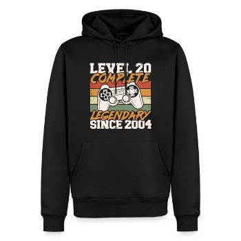 20. Geburtstag Level 20 Complete Jahrgang 2004 - Männer Premium Bio Hoodie - Schwarz - Vorne - Nico (187cm)