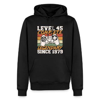 45th Birthday Level 45 Complete Né en 1979 - Sweat à capuche Premium bio Homme - noir - Devant - Nico (187cm)