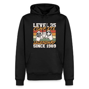 35th Birthday Level 35 Complete Vintage 1989 - Men’s Premium Organic Hoodie - black - Front - Nico (187cm)
